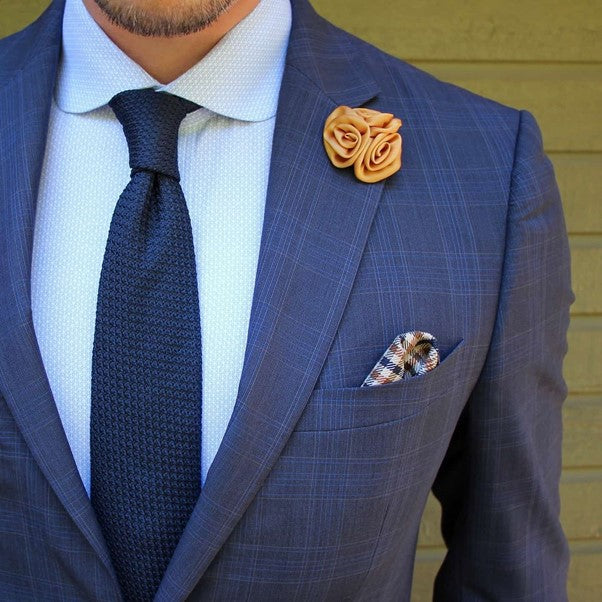 Men's Tie Bar: Monogram N Tie - Skinny, in Navy Blue, Linen, Novelty