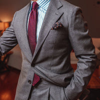 Burgundy & Blue Floral Pattern Silk Tie