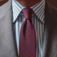 Burgundy & Blue Floral Pattern Silk Tie
