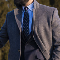 Navy, Red & White Paisley Silk Tie