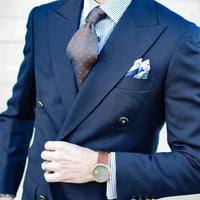 Brownish Gold & Light Blue Paisley Silk Tie