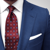 Burgundy & Blue Geometric Foulard Patterned Silk Tie