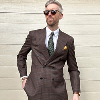 Olive Green & Brown Geometric Foulard Silk Tie