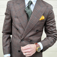 Olive Green & Geometric Foulard Silk Tie