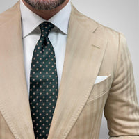 Olive Green & Brown Geometric Foulard Silk Tie