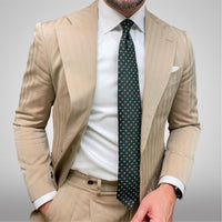 Olive Green & Brown Geometric Foulard Silk Tie