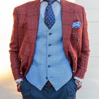 Navy, Light Blue & Silver Paisley Silk Tie