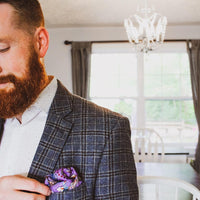 Lilac, Blue & White Floral Silk Pocket Square