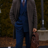Brown & Orange Geometric Foulard Silk Tie