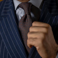 Brown & Orange Geometric Foulard Silk Tie