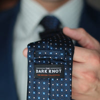 Navy, Blue & Silver Geometric Foulard Pattern Silk Tie