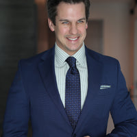 Navy, Blue & Silver Geometric Foulard Pattern Silk Tie