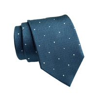 Turquoise & White Polka Dot Silk Tie