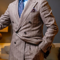 Navy & Brown Geometric Foulard Silk Tie