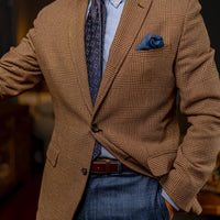 Navy & Brown Geometric Foulard Silk Tie