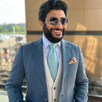 Turquoise & Teal Geometric Foulard Silk Tie