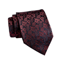 Black & Red Floral Silk Tie