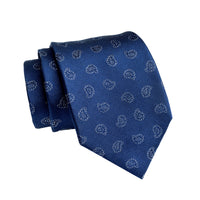 Navy & Paisley Silver Silk Tie