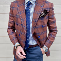 Navy & Silver Geometric Foulard Silk Tie