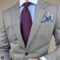 Purple Geometric Foulard Pattern Silk Tie & Light Blue Foulard Patterned Silk Pocket Square