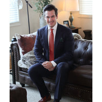 Orange & Gold Geometric Foulard Patterned Silk Tie