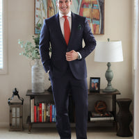 Orange & Gold Geometric Foulard Patterned Silk Tie