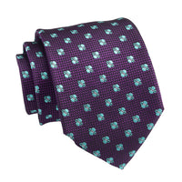 Purple & Turquoise Geometric Foulard Premium Silk Tie