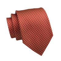 Orange & Gold Geometric Foulard Silk Tie