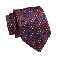 Blue & Burgundy Geometric Foulard Silk Tie