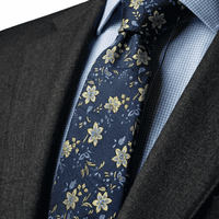 Navy & Yellow Floral Silk Tie | Wedding Ties