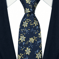 Navy & Yellow Floral Silk Tie | Wedding Ties