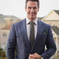 Grey, Blue & Green Woolen Plaid Tie