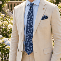 Navy & Light Blue Floral Skinny Tie