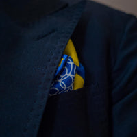 Yellow & Blue Foulard Silk Pocket Square