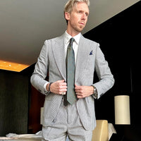 Olive Green & Bronze Geometric Pattern Foulard Silk Tie