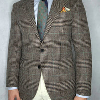 Geometric Foulard Pattern Olive Green & Bronze Silk Tie