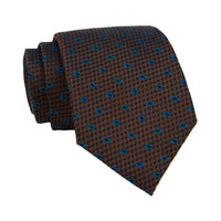 Brownish Gold & Paisley Blue Silk Tie