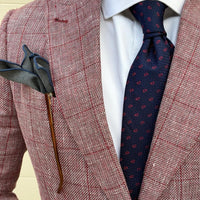 Navy & Fuschia Paisley Silk Tie