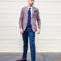 Navy & Fuschia Paisley Silk Tie