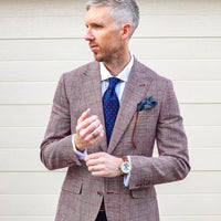 Navy & Fuschia Paisley Silk Tie