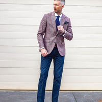 Navy & Fuschia Paisley Silk Tie