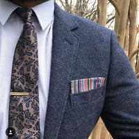 Brownish Gold Paisley Silk Pocket Square