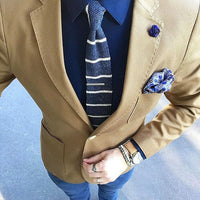 Grey & Blue Foulard Linen Pocket Square