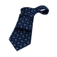Navy & Turquoise Paisley Silk Tie