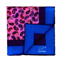 Pink, Blue & Orange Paisley Silk Pocket Square