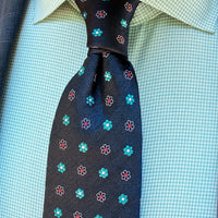 Navy & Turquoise Premium Silk Tie