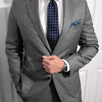 Navy & Turquoise Geometric Silk Tie