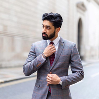 Burgundy & Blue Foulard Silk Tie
