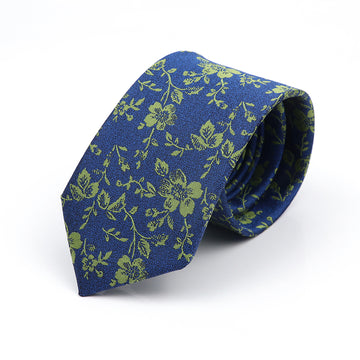 Blue & Light Green Floral Skinny Tie