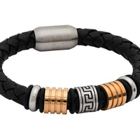 Black & Gold Leather Bracelet